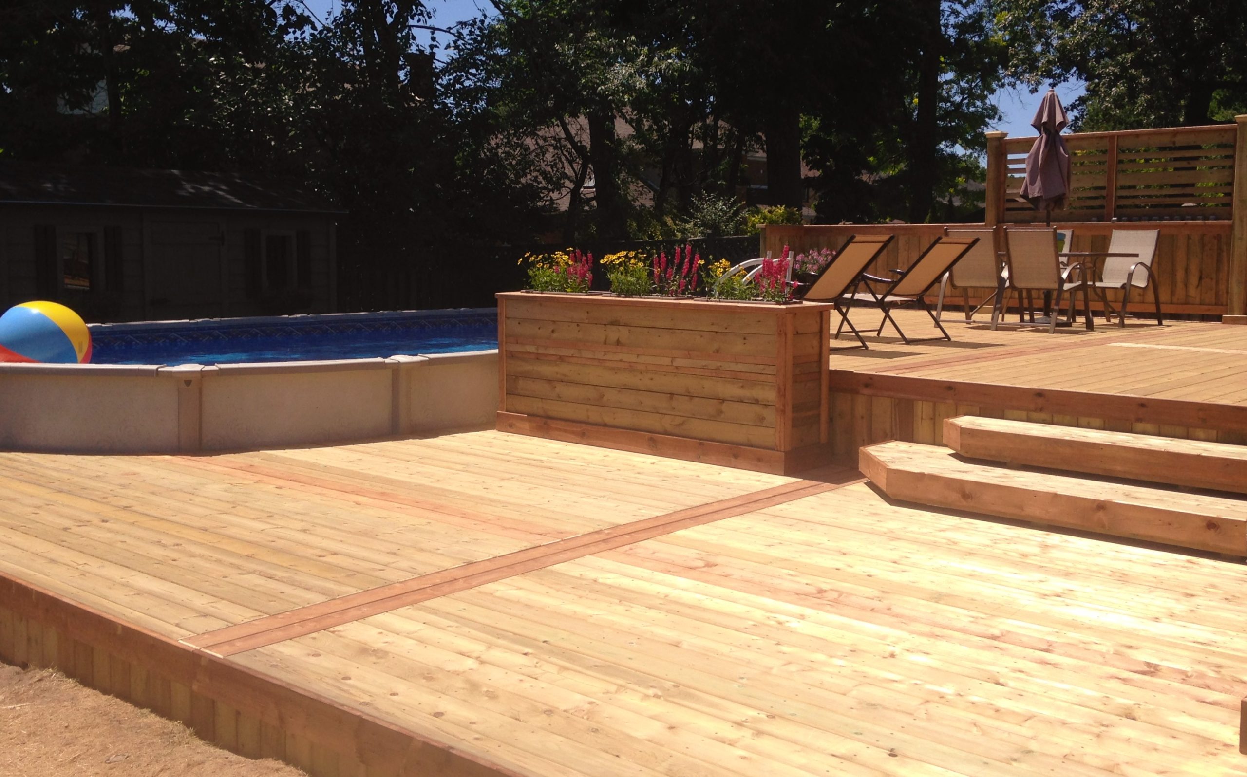 wood pool deck